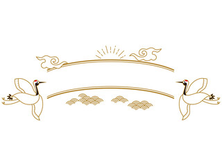 鶴の和風デザインタイトルイラスト