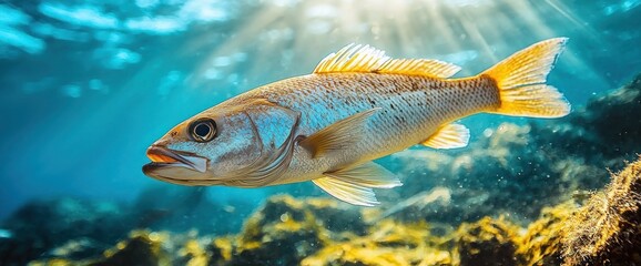 Naklejka premium Underwater fish, vibrant colors