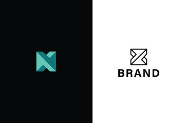 Impossible Letter NX or ZX logo design with two different backgrounds. 