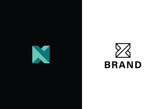 Impossible Letter NX or ZX logo design with two different backgrounds. 