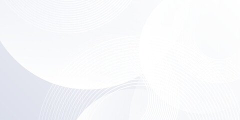 Simple white background with white circle lines. Digital future technology abstract simple modern design