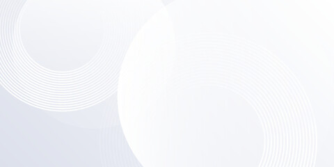 Simple white background with white circle lines. Digital future technology abstract