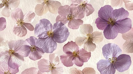 Delicate Floral Pattern of Soft Pink and Purple Blossom Petals