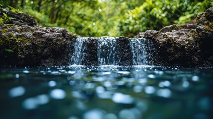 Fototapeta premium Lush waterfall cascading over rocks