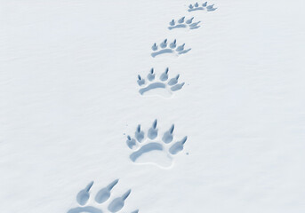 Obraz premium Bear Paw Prints in Fresh Snowy Landscape