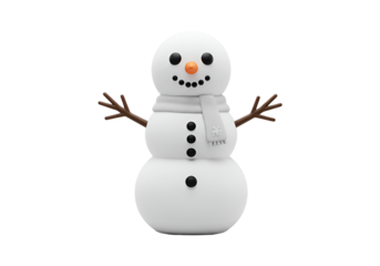 Cheerful Snowman with Carrot Nose, Coal Eyes, and Scarf