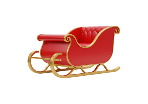 Festive Red Sleigh with Gold Details Icon - Powered by Adobe