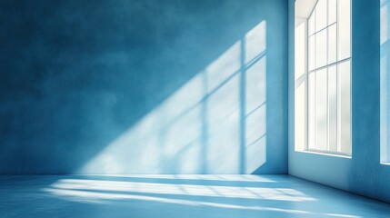 Obraz premium Empty room with large window, sunlit