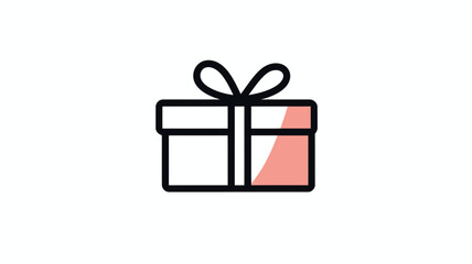 Modern Minimalist Gift Box Icon with Ribbon, Stylish Line Art Illustration for Holidays, Birthdays, Celebrations, Perfect for Greeting Cards and Invites, Trendy Thin Line Vector Drawing