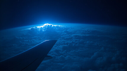 Fototapeta premium Aerial view of clouds and blue light