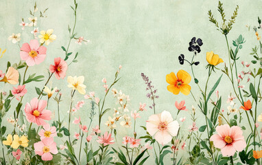 Retro style floral texture art background
