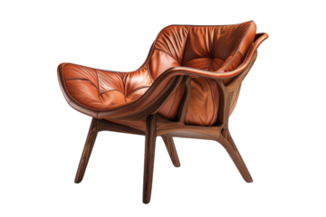 Modern Sculpted Accent Chair Isolated On Transparent Background
