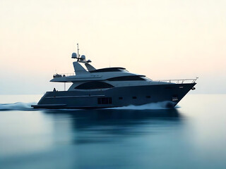 Obraz premium Elegant Yacht Silhouette , simple black and white graphic for nautical themes and design. 