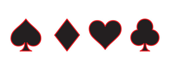Suit deck of playing cards on white background. Vector illustration. playing card suit icon, card suits, clubs, diamonds, hearts, and spades, vector