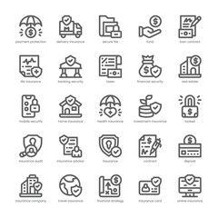 Insurance Icon pack for your website, mobile, presentation, and logo design. Insurance Icon outline design. Vector graphics illustration and editable stroke.