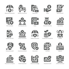 Insurance Icon pack for your website, mobile, presentation, and logo design. Insurance Icon solid design. Vector graphics illustration and editable stroke.