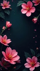 Dark charcoal floral pattern with delicate petals , moody, florals, wallpaper