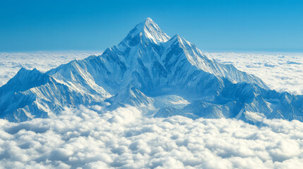 Fototapeta premium Majestic mountain peak above clouds, showcasing nature beauty