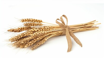A wheat stalk bundle clipart tied with a rustic ribbon, displayed against a white background.