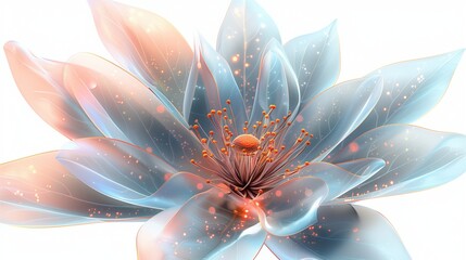 A whimsical fantasy flower clipart with glowing edges and unique petal shapes on a white background.
