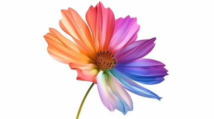 A wildflower clipart with colorful petals and a slender stem, standing against a white background.
