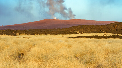 The Erta Ale volcano in the Danakil Depression in Ethiopia in Africa.