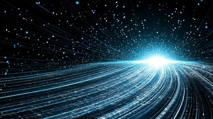 Fototapeta premium Vibrant Stellar Energy Waves Radiating From A Bright Central Light In Cosmic Space