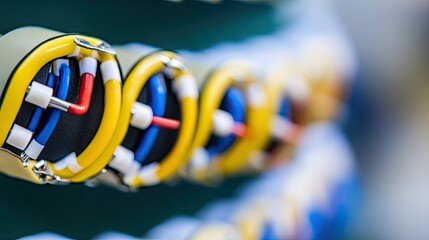 Close up shot of cables with color coded wires