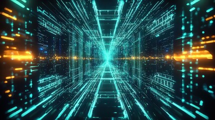 Abstract Digital Futuristic Light Network