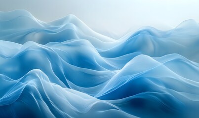 Obraz premium Abstract Blue Silk Waves Elegant Flowing Fabric Texture Background Design Sky Art Soft Light Water Ocean Drape