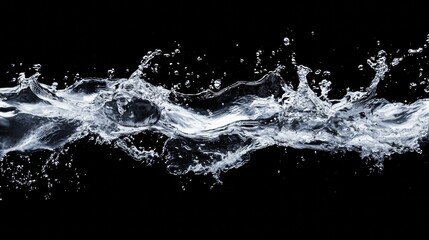 Obraz premium Water droplets splashing in dynamic motion on a dark background during a studio shoot