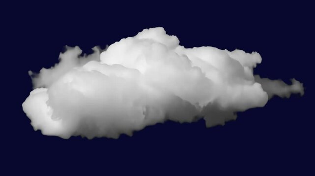 White cloud animation isolated asset, transparent 4K video, alpha channel, ProRes 4444