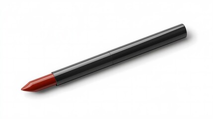 Lipstick with a dark black casing is displayed in white space