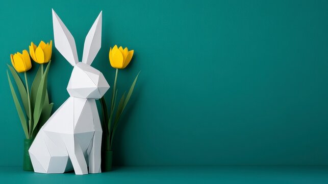 Eco-Friendly Easter Decorations Created from Recycled Materials Featuring a Paper Bunny and Flowers