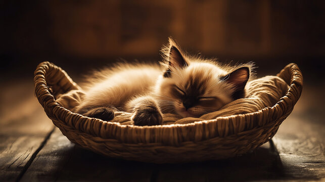 Ultra-Soft Seal-Point Kitten &ndash; Every Whisker Detailed in Basket Nest, 4K