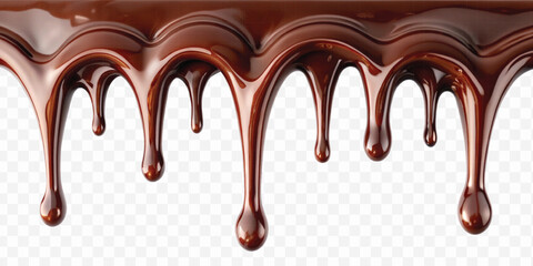 realistic dark liquid  chocolate dripping and flowing down from the top, isolated on white background