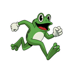 Fototapeta premium Leaping Frog Illustration: A vibrant illustration of a cartoon frog in mid-leap, exuding energy and joy, ideal for conveying themes of animation, playful concept.