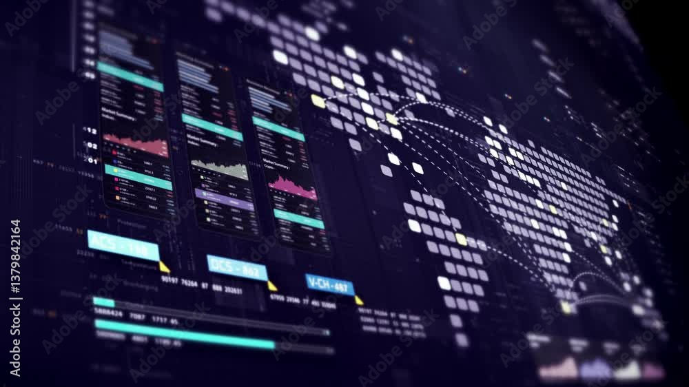 Leinwandbilder Dynamic data visuals for business info graphics, animated charts, and data-driven insights for a business meeting mock-up. Explore the world of trading, stock exchanges, and crypto
