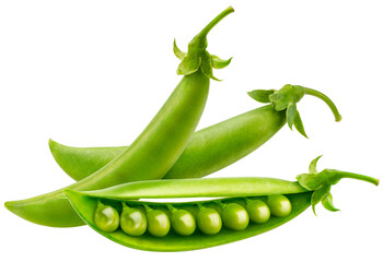 Fresh green peas isolated on white background, Organic Green Peas on white background PNG File.