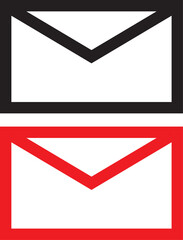 Black and Red color envelope icon.