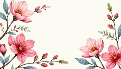 Fototapeta premium Delicate watercolor floral pattern on light background, spring, delicate, fine art