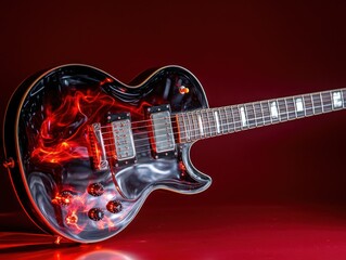 Electric guitar, fire graphic design