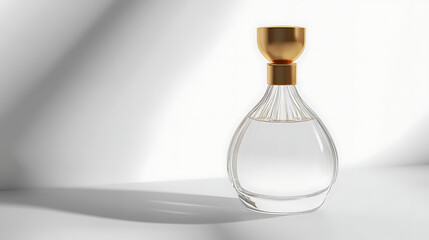 Elegant mock up of a clean white perfume bottle studio setting product photography minimalist environment
