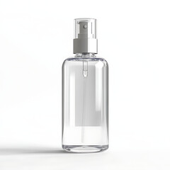 Fototapeta premium Mock up of a clean white spray bottle on a minimalist table product photography in bright studio environment