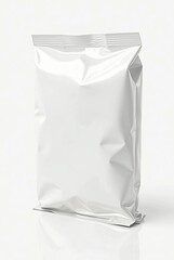 3d white plastic snack package mockup isolated on white