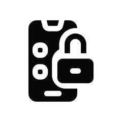 mobile security glyph icon. Strong and solid vector icon for websites, mobile interfaces, presentations, and visual branding. High quality and easy to edit.