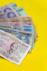 Vietnamese dong banknotes. Money concept