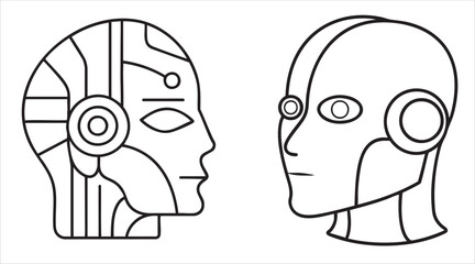 Two robotic heads in profile, showcasing different designs and features.