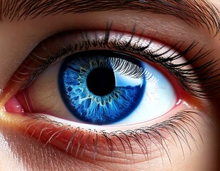 Beautiful blue single eye close up, black and white