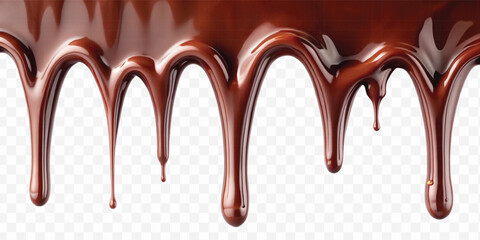 realistic dark liquid  chocolate dripping and flowing down from the top, isolated on white background